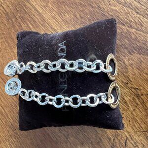 PIANEGONDA Earrings Sterling Chain Drop with Gold Dangle